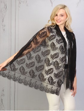 Leaves Cut-Out Lace Design Scarf 